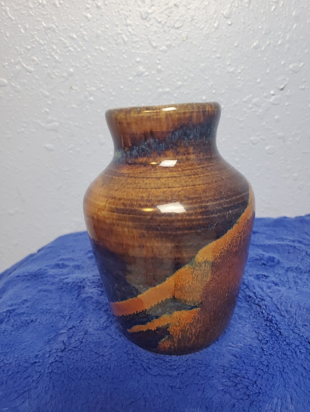 Drip Glaze Stoneware Pottery Vase Artist Signed Hand Made Art READ